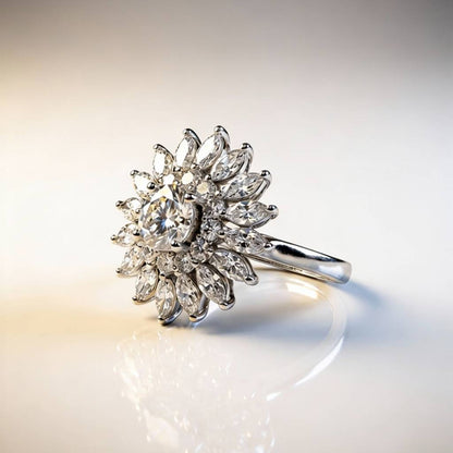 Elegant Crystal Flower Ring